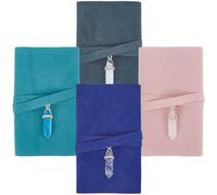 CREATCABIN 4Pcs Tarot Card Holder Tarot Cards Storage Bags with Gemstone Pendants Double-Sided Velvet Tarot Card Pouches Tarot Desk Wrap Tarot Carrying Box Case for Oracle Decks 5x1x3Inch