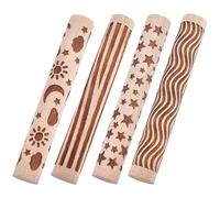 CREATCABIN 4Pcs Wooden Clay Texture Rollers 4 Styles Clay Modeling Pattern Rollers Potters Stamp Roller Tools Textured Rolling Pins for Handmade Ceramic Slabs Glaze Design Painting Crafting 3.94 Inch