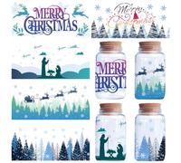 CREATCABIN 5 Sheets Christmas Tree UV DTF Cup Wrap Sticker Merry Christmas Xmas Rub on Transfers Decal PVC Waterproof Decals Transfer Stickers for Glass Cups Crafts Furniture 9.44x4.33 Inch