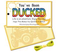 CREATCABIN 50 PCs You've Been Ducked Duck Tags Encouraging Duck Tag DIY Duck Card Double Sided with Hole and Twine for Car Hanging Decor Lucky Pass on 3.5x2 Inch-Life Is An Adventure