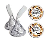 CREATCABIN 500Pcs Chocolate Drops Labels Stickers Happy Halloween Kisses Stickers Candy Stickers Kisses Favors Decor for Weddings Bridal Shower Engagement Party Holiday Decorations 2cm