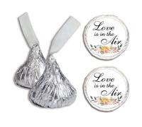 CREATCABIN 500Pcs Love is in the Air Kisses Stickers Chocolate Drop Labels Stickers Mini Kisses Stickers for Wedding Holiday Engagement Party Bridal Shower Kisses Party Favors Decor Gift Tags 2cm