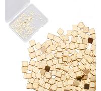 CREATCABIN 500Pcs Real 24K Gold Plated Chip Solder Brass Solder Chips Flux for Jewelry Pre-cut Tiny Ultra Low Temp Easy Welding Solder Square for DIY Jewelry Making Repair Electronic Soldering 2x2mm