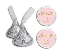 CREATCABIN 500Pcs Sweet 16 Kisses Stickers Birthday Party Favors Stickers Chocolate Wrappers Labels Stickers Mini Kisses Candy Stickers Kisses Favors Decor for Birthday Party Favors Decorations 2cm