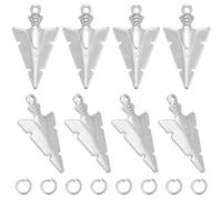 CREATCABIN 50Pcs Arrow Charms Pendants Stainless Steel Charms Flat Silver Charm with Hole Open Jump Rings for Jewelry Making Findings DIY Craft Supplies Necklaces Earrings Christmas 28.5x15.5mm