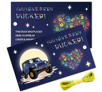 CREATCABIN 50Pcs Autism You've Been Ducked Cards Duck Tags Card Duck Duck Jeep Tags Ducking DIY Jeep Duck Card with Hole and Twine for Rubber Duck Jeeps Car Decor Gift 3.5x2Inch-CHEER & AWARENESS