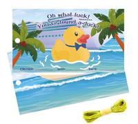 CREATCABIN 50Pcs Cruise Duck Cards Rubber Ducks Tags Paper You’ve Found a Duck Cruising Good Luck Sailing Ducking Card Tag with Hole and 1.9 Yard Jute Rope for Cruises Ship Carnival 3.4 x 2 Inch