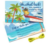 CREATCABIN 50Pcs Cruising Duck Cards Ducking Tags Paper Palm Tree Cruise Ship Hiding Ducks Sailing Tag Card Kits with Hole and 10.9 Yards Jute Twine for Luggage Carnival Rewards 3.4 x 2 Inch