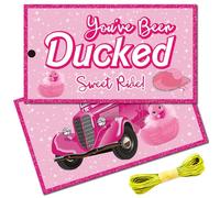 CREATCABIN 50Pcs Duck Tags Cruising Rubber Duck Tag Cruise Duck Duck Tags Card Double Sided Duck Tags with Hole and Twine for Car Jeeps Birthday Party-You've Been Ducked Sweet Ride Pink 2x3.5 Inch