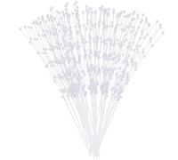 CREATCABIN 50Pcs Pearl Bouquet Accessories Pearls for Crafting String 4mm Sticks for DIY Crafts Artificial Pearls String Beads for Wedding Bridal Flower for Decoration Party Ikebana 9.25 Inch White