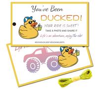 CREATCABIN 50Pcs You've Been Ducked Cards Duck Tags Card Duck Duck Jeep Tags Ducking DIY Jeep Duck Card with Hole Twine for Rubber Duck Jeeps Car Jeeps Decor Gifts Yellow 3.5x2Inch-Your Ride is Sweet