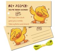 CREATCABIN 50Pcs You've Been Ducked Cards Duck Tags Card Duck Duck Tags Ducking DIY Duck Card with Hole and Twine for Rubber Duck Car Decor Gifts 3.5x2Inch-HEY ER