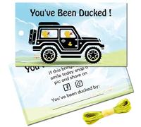 CREATCABIN 50Pcs You've Been Ducked Cards Duck Tags Card Duck Duck Tags Ducking DIY Duck Card with Hole and Twine for Rubber Duck Car Decor Gifts Blue Sky 3.5x2Inch