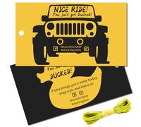 CREATCABIN 50Pcs You've Been Ducked Cards Duck Tags Card Duck Duck Tags Ducking DIY Duck Card with Twine for Rubber Duck Car Decor Yellow 3.5x2Inch-Nice Ride! You Just Got Ducked