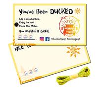 CREATCABIN 50Pcs You've Been Ducked Cards Duck Tags Card Ducking Game DIY Duck Card with Hole and Twine for Rubber Ducks Car Decor 3.5 x 2 Inch-You Quack A Smile（Sun