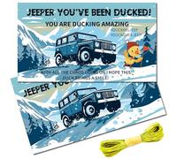 CREATCABIN 50Pcs You've Been Ducked Cards Duck Tags Card Snow Mountain Forest Duck Duck Tags Ducking DIY Duck Card with Hole and Twine for Rubber Duck Car Decor Gift Blue 3.5x2Inch