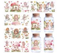 CREATCABIN 5Pcs 5Styles Cup Transfer Stickers for Glass Cup Rub on Transfers Decal UV DTF Cup Wrap Transfer Stickers Fairy Waterproof Decorative Cup Decals for Drinking Glasses 9.4x4.3Inch