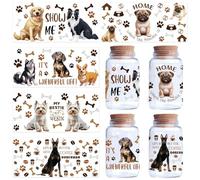CREATCABIN 5Pcs 5Styles Cup Transfer Stickers Rub on Transfers Decal Dog Transfer Cup Wrap Decals Waterproof UV DTF Wraps for Mason Jars Furniture Vase Glass Decorations Art Crafts 9.4x4.3Inch