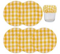 CREATCABIN 5Pcs Bread Starter Jar Cover Cloth Sourdough Covers Yellow Grid Reusable Elastic Baking Cheese Bowl Dough Basket Preserving Mouth Lids for Handmade Sourdough Kitchen Supplies 4.25 Inch