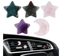 CREATCABIN 5Pcs Crystal Stone Car Air Vent Trim Clips Moon Star Rose Quartz Charm Car Fresheners Gemstone Auto Dashboard Air Conditioning Outlet Clip Cars Interior Decoration Accessories for Men Women