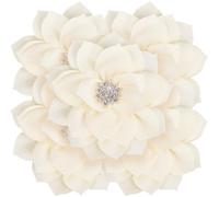 CREATCABIN 5pcs Solid Chiffon Flower 3.35inch Vintage Fabric Flower Rhinestone Artificial for Headpiece Appliques Ornament DIY Handcrafted for Dress Hat Heels Accessories Cream-White