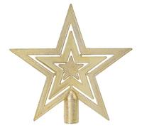 CREATCABIN 5Pcs Star Christmas Tree Topper Ornaments Gold Plastic Hollow Christmas Party Decoration Pentagram Star Christmas Tree Toppers for New Year Holiday Party Home Decor 6.7x6.9x0.8in
