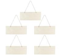 CREATCABIN 5Pcs Unfinished Wood Sign Wooden Hanging Signs Blank Farmhouse Rectangle Shaped Door Wall Art Decorative Board Plaques with Ropes for Painting Writing DIY Craft Home Decor 9.8 x 3.9 Inch