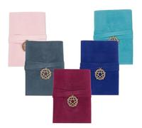 CREATCABIN 5Pcs Velvet Tarot Card Bags Set Tarot Storage Holder Bag Case Tarot Spread Cloth Wrap Pouches Card Holders with Star Pendants for Tarot Cards Oracle Deck Playing Cards Blue Pink Halloween
