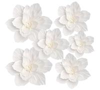 CREATCABIN 5Pcs White Paper Flowers Artificial 3D Wall Decor Wedding Birthday Bridal Shower Tissue Crepe Floral Wall Decor Classroom Nursery Room Backdrop Centerpieces Party Decorations Supplies