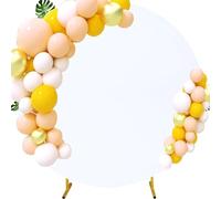 CREATCABIN 6.6 FT White Round Backdrop Cover Adjustable Polyester Arch Backdrop Cover for Circle Arch Stand Wedding Archs Photography Decoration Backdrops Cloth Birthday Anniversary Wedding Party