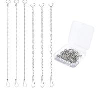 CREATCABIN 6 Pack Toilet Flapper Chain Kit Toilet Beaded Chain 304 Stainless Steel Silver Replacement Lift Metal Handle Link Clasp Hooks Accessories for Most Flappers Home Bathroom Drain Valve Stop