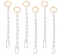 CREATCABIN 6 Packs Adjustable Macrame Plant Hanger Extenders Hanging Plant Extender Woven Hanging Basket Extension Handmade Cotton Rope Connectable with Wooden Ring for Indoor Outdoor 14.17 Inch