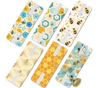 CREATCABIN 6 Packs Necklace Organizer Necklace Display Card Tangle-free Cards Necklace Storage Card Printed Reusable Portable with Bag Foam for Necklace Bracelet Travel 2.52x0.94 Inch Honey & Bee