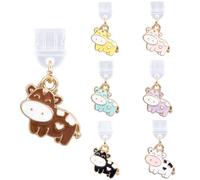 CREATCABIN 6 PCs Cow Charms for Charms for E-Reader Type C Dust Plug Compatible with Type C Charging Port Book Lover Readers Men Women Accessories E-Reader Phone Decor Gift for Men Women