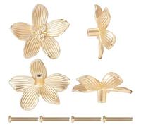 CREATCABIN 6 Sets Gold Flower Drawer Knobs Cabinet Knobs Dresser Knobs Alloy Drawer Pulls Handles Single Hole Hardware Handle with Screw for Kitchen Furniture Cupboard Wardrobe Door Pulls 2.2x2.3Inch