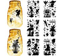 CREATCABIN 6 Sheets 6 Styles Fairy Angel Mason Jar Decals Mushroom Stickers Die Cuts Silhouettes Self-Adhesive PVC Waterproof for Craft Scrapbook Lantern Jars Wall Windows Glass Phones 7.8x5.9Inch