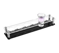 CREATCABIN 6 Shot Glass Holder Clear Shot Glass Tray Black Acrylic Large Aperture 1.5 Inch Hole Beer Wine Serving Display Rack Trays Holders for Bar Party Club Family Frenzy Party 11.8x2.4x2.1 Inch