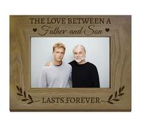 CREATCABIN 6 x 8 Inch Father and Son Picture Frame Tabletop Wood Frame Display Suit 4 x 6 Inch Photo Word Rectangle Natural Decor Set for Printing Pictures Photo Props Wall Decoration Accessories