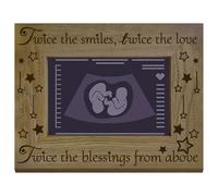 CREATCABIN 6 x 8 Inch Star Photo Frame Wooden Picture Frame Rectangle Display Suit 4 x 6 Inch Photo Blessing Twins Words Wood Tabletop Decor Set for Printing Pictures Props Wall Decoration Accessories