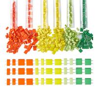 CREATCABIN 600Pcs 2 Hole Half Tila Beads 6 Styles Mix Glass Seed Beads Rectangle Mini Opaque Flat Square With Plastic Container for Craft Bracelet Necklace Earring Jewelry Making Orange Yellow Green