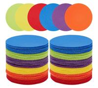 CREATCABIN 60Pcs Carpet Markers Set Floor Colorful Circle Carpet Marker Multipurpose Velcro Round Carpet Stickers with 6 Color Early Education Supplies for Teacher Coach Classroom 3.93 Inch