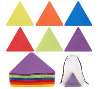 CREATCABIN 60Pcs Triangle Carpet Spot Set Colorful Carpet Markers Multipurpose Velcro Carpet Stickers with 6 Color Early Education Supplies for Teacher Coach Classroom Family 3.93x2.99 Inch
