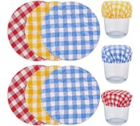 CREATCABIN 6Pcs 3 Colors Cheese Cloth Jar Covers Jar Lid Covers Grid Reusable Elastic Baking Bread Starter Bowl Dough Basket Preserving Mouth Lids for Handmade Sourdough Kitchen Accessories 4.25"
