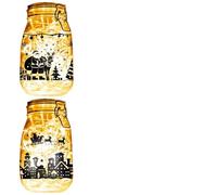 CREATCABIN 6Pcs Christmas Silhouettes Mason Jar Decor PVC Laser Die Cut Silhouettes Scrapbook Cardboard Silhouette Ornaments Gifts Christmas for Jars Lantern Frosted Window Glass 8x3.5Inch-No Sticker