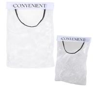 CREATCABIN 6Pcs Mesh Storage Organizer Convenient Bag Holder White Polyester Self Adhesive Sticky Wall Mount Hanging Laundry Baskets Bags with Hook and Loop Fastener for Home Kitchen Grocery 14" x 10"