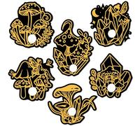 CREATCABIN 6Pcs Planchette Wooden Mini Crystal Sphere Display Stand Crystal Holder Mushroom Fairy Witch Stuff Wiccan Small Tray Altar Tarot Decor Witchy Supplies for Crystal Ball Stones Black