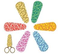 CREATCABIN 6Pcs Scissors Sheaths Shears Protective Covers Scissor Tip Covers Synthetic Leather Safety Crack Sewing Sheath Portable Collect Bags for Sewing Crafting Facial Hair Trimming 2.5x6.5cm