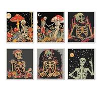 CREATCABIN 6Pcs Swedish Dishcloths for Kitchen Reusable Swedish Dish Towels Absorbent Cellulose Sponge Cleaning Cloths Washable Quick Drying No Odor Washing Dish Cloths Rags Black Skull 7.6 x 6.7 Inch
