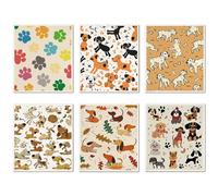 CREATCABIN 6Pcs Swedish Dishcloths for Kitchen Reusable Swedish Dish Towels Absorbent Swedish Dish Rags Washable Cellulose Sponge Cleaning Cloths Fast Drying Kitchen Dish Cloths Dog 7.6 x 6.7 Inch