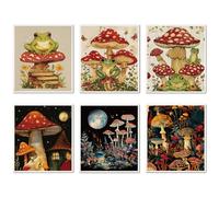 CREATCABIN 6Pcs Swedish Dishcloths for Kitchen Reusable Swedish Dish Towels Absorbent Swedishs Dish Cloths Rags Washable Sponge Cleaning Cloths Wipes No Odor Quickly Drying Mushroom Frog 7.6x6.7Inch